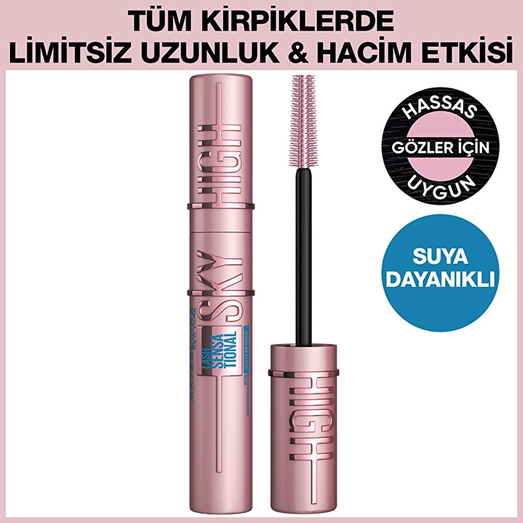 Maybelline New York Lash Sensational Sky High Suya Dayanıklı Waterproof Maskara Ekstra Siyah