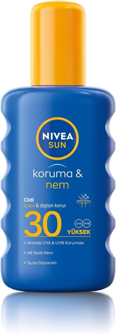 Amazon TR NIVEA SUN SPF30 Güneş Koruyucu ve Nemlendirici Vücut Spreyi 200ml, UVA UVB Koruması, Suya Dayanıklı