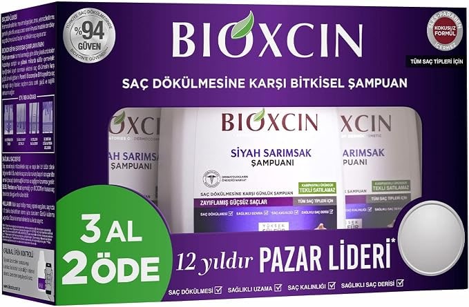 Amazon TR Bioxcin Siyah Sarımsak Şampuan 3 x 300 ml – Saç Dökülmesine Karşı, BioComplex B11 ve Bitki Ekstreli Güçlendirici Formül – 3 Al 2 Öde : Amazon.com.tr: Kişisel Bakım ve Kozmetik