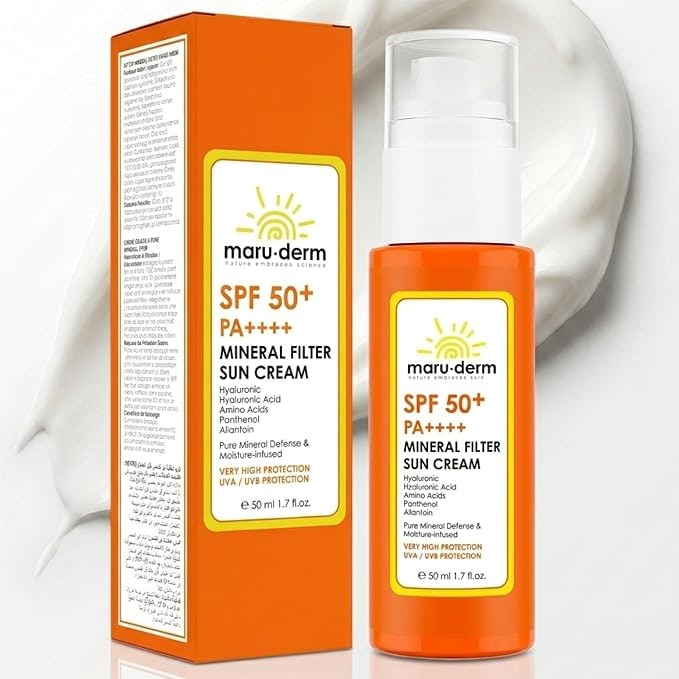 Amazon TR Maruderm%100 Mineral Filtre Güneş Kremi SPF 50+ PA++++ – Çinko Oksit ile Hassas Ciltler için Nazik Güneş Koruyucu, Hyaluronik Asit ile Nemlendirici, 50 ML : Amazon.com.tr: Kişisel Bakım ve Kozmetik
