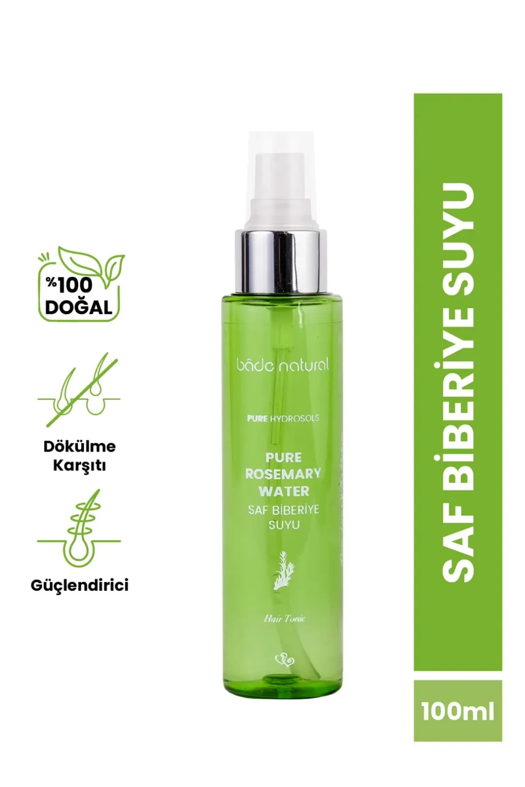 Bade Natural Biberiye Suyu Dökülme Karşıtı ve Saç Uzamasını Destekleyici Saç Toniği %100 Doğal