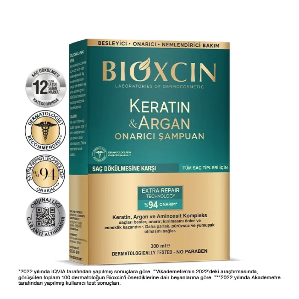 Bioxcin Keratin & Argan Onarıcı Yıpranmış ve Hasar Görmüş Saçlar İçin Şampuan - 8680512631613