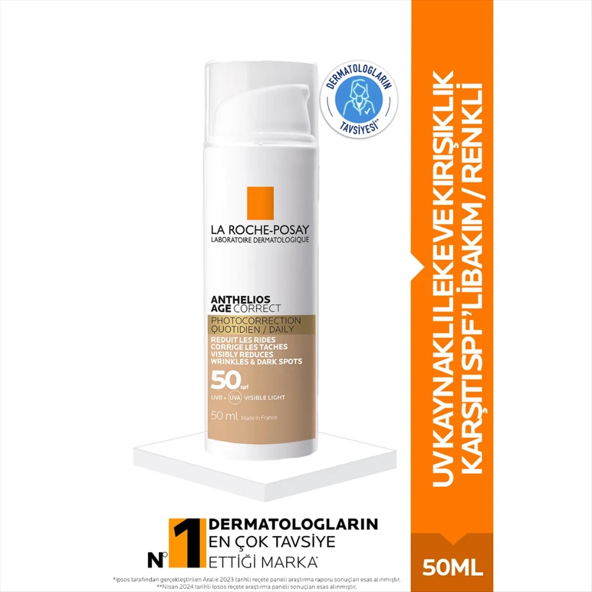La Roche-Posay La Roche Posay Anthelios Age Correct SPF 50 Krem - Renkli