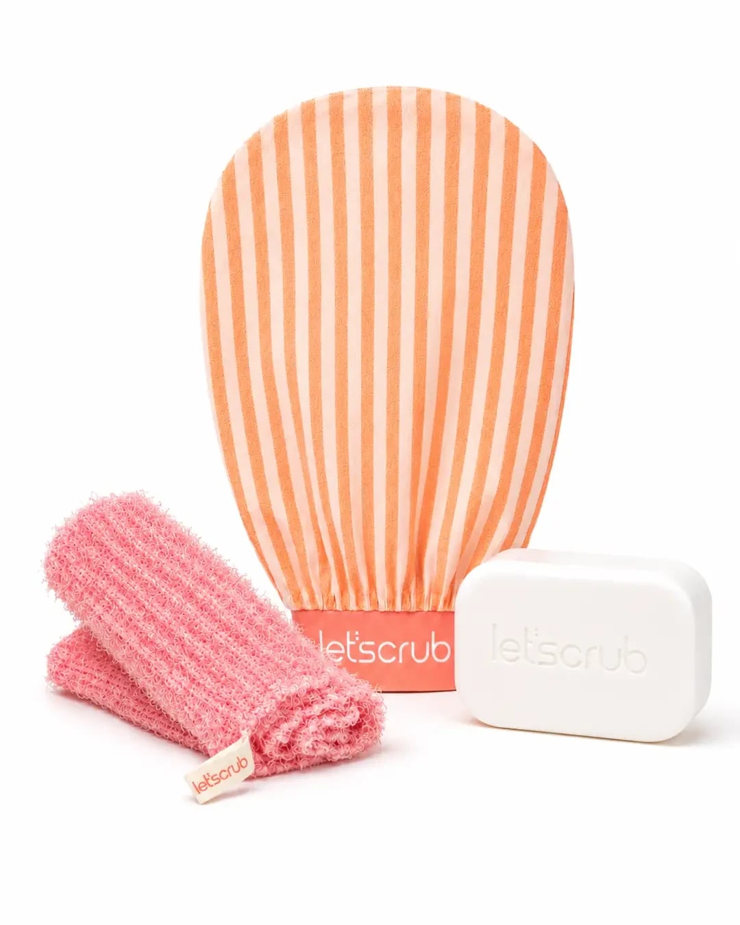 Let'scrub Kişiselleştirilebilir Temel Duş Rutini Seti Banyo Kesesi + Banyo Lifi + Doğal Sabun