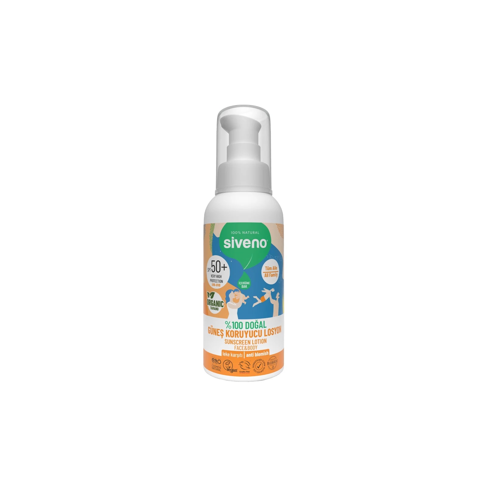 SIVENO Organik Tamanu Yağlı Doğal Güneş Losyonu Mineral Filtreli Tüm Aile için UVA UVB 50Spf