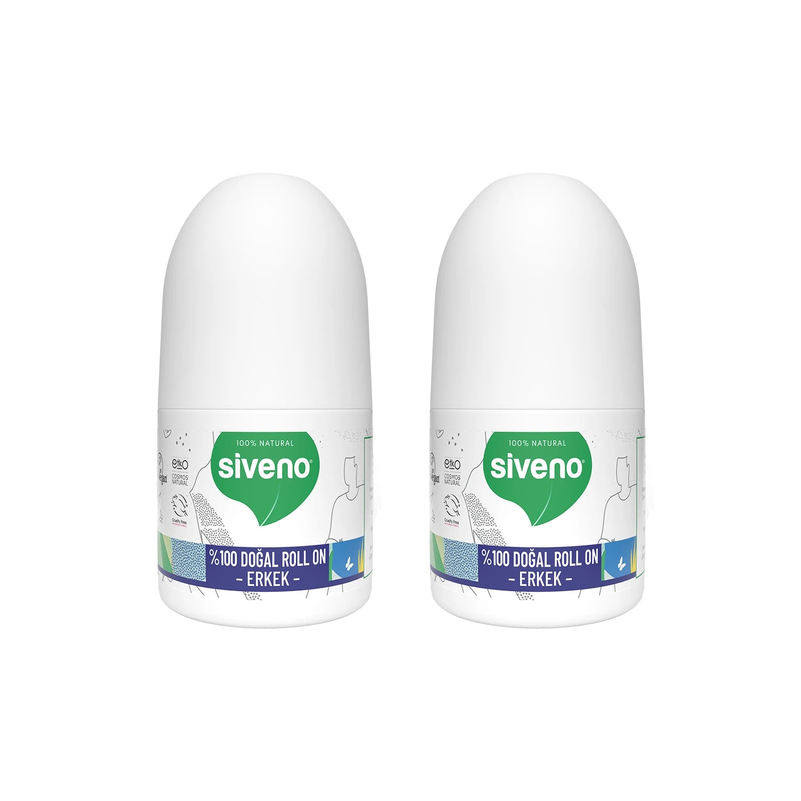 SIVENO Doğal Erkek Roll-On Deodorant Ter Kokusunu Önler ve Leke bırakmaz Bitkisel Erkek Deodorant x2