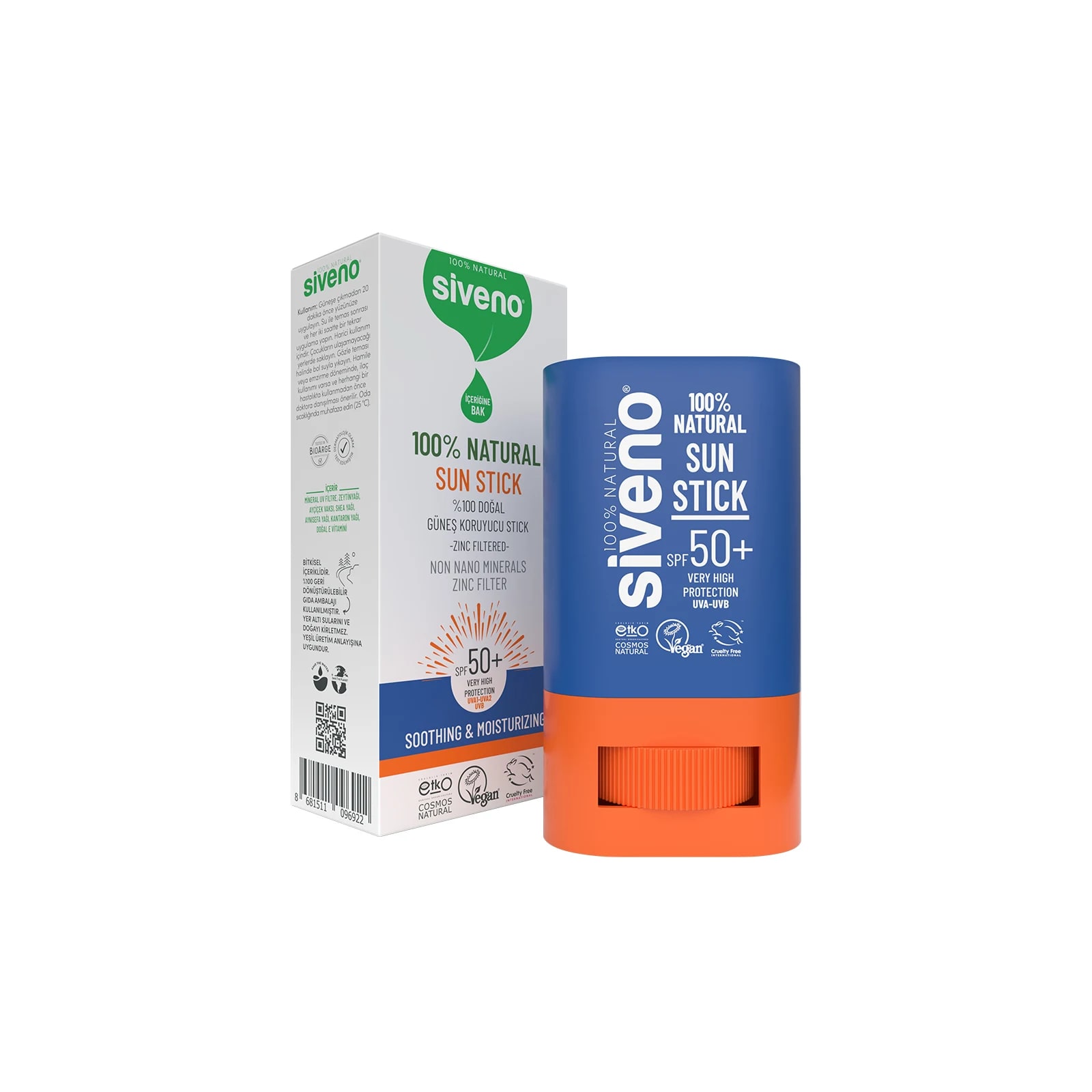 SIVENO Doğal Yüz Güneş Koruyucu Stick Renkli Mineral Filtre UVA UVB SPF50+