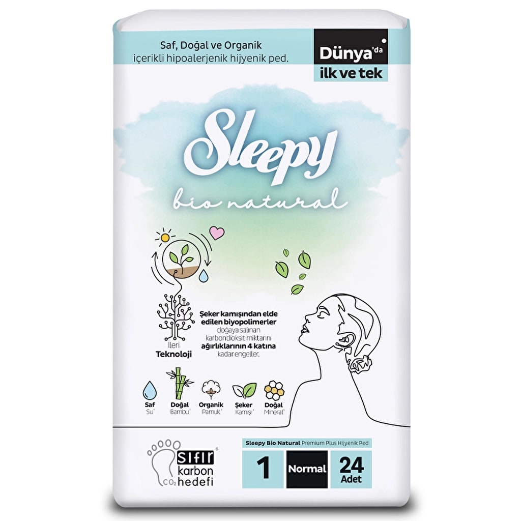 Sleepy Bio Natural Süper Eco Normal Hijyenik Ped 24 Adet (Boy 1)