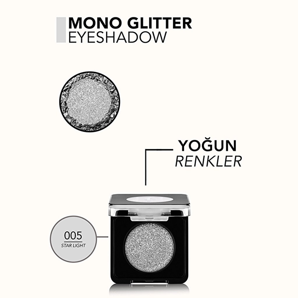 Flormar Mono Yoğun Renk Veren Metalik Tekli Göz Farı 005 Star Light