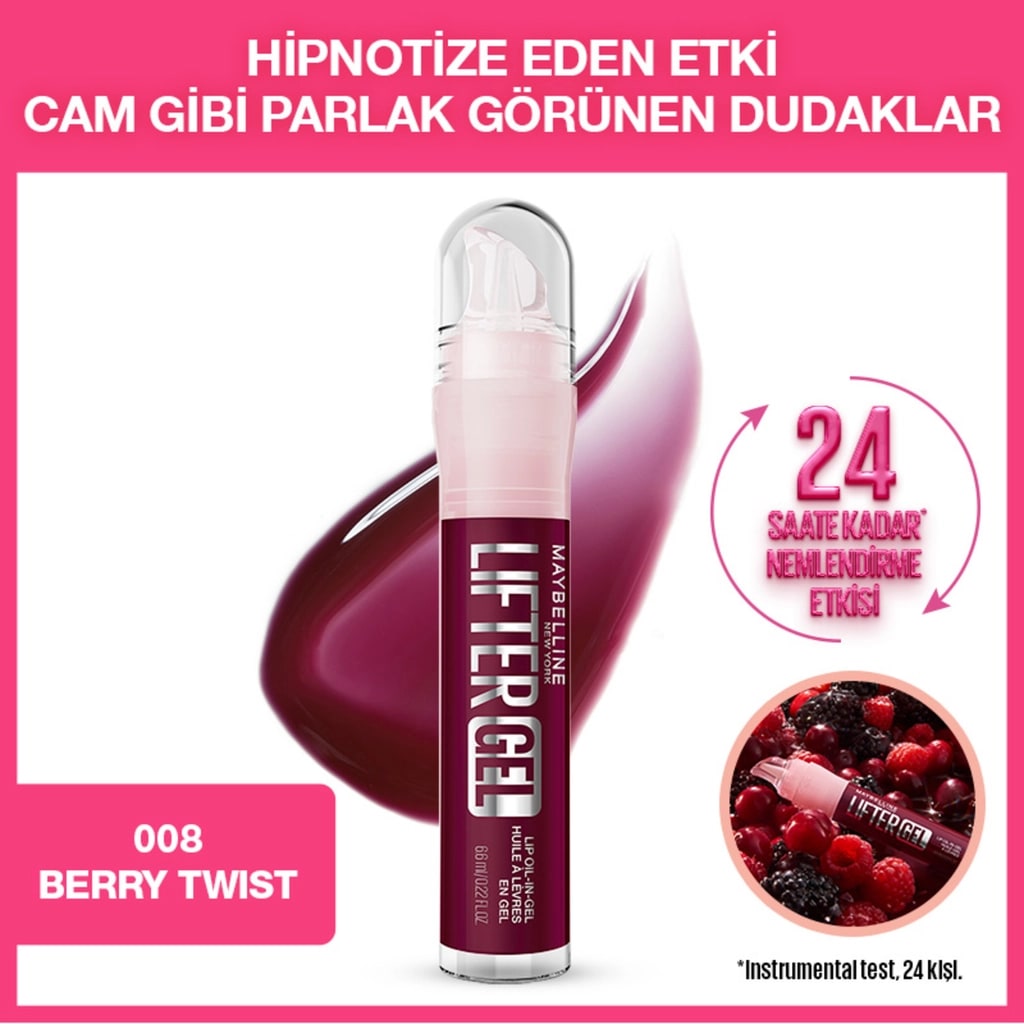 Maybelline New York Lifter Gel Ekstra Parlak ve Nemlendirici Dudak Parlatıcısı 008 Berry Twist