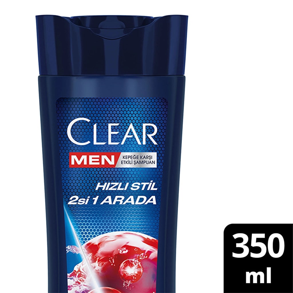 Clear Men Kepeğe Karşı Etkili Şampuan Hızlı Stil 2'si 1 Arada Kolay Şekil Alan Saçlar