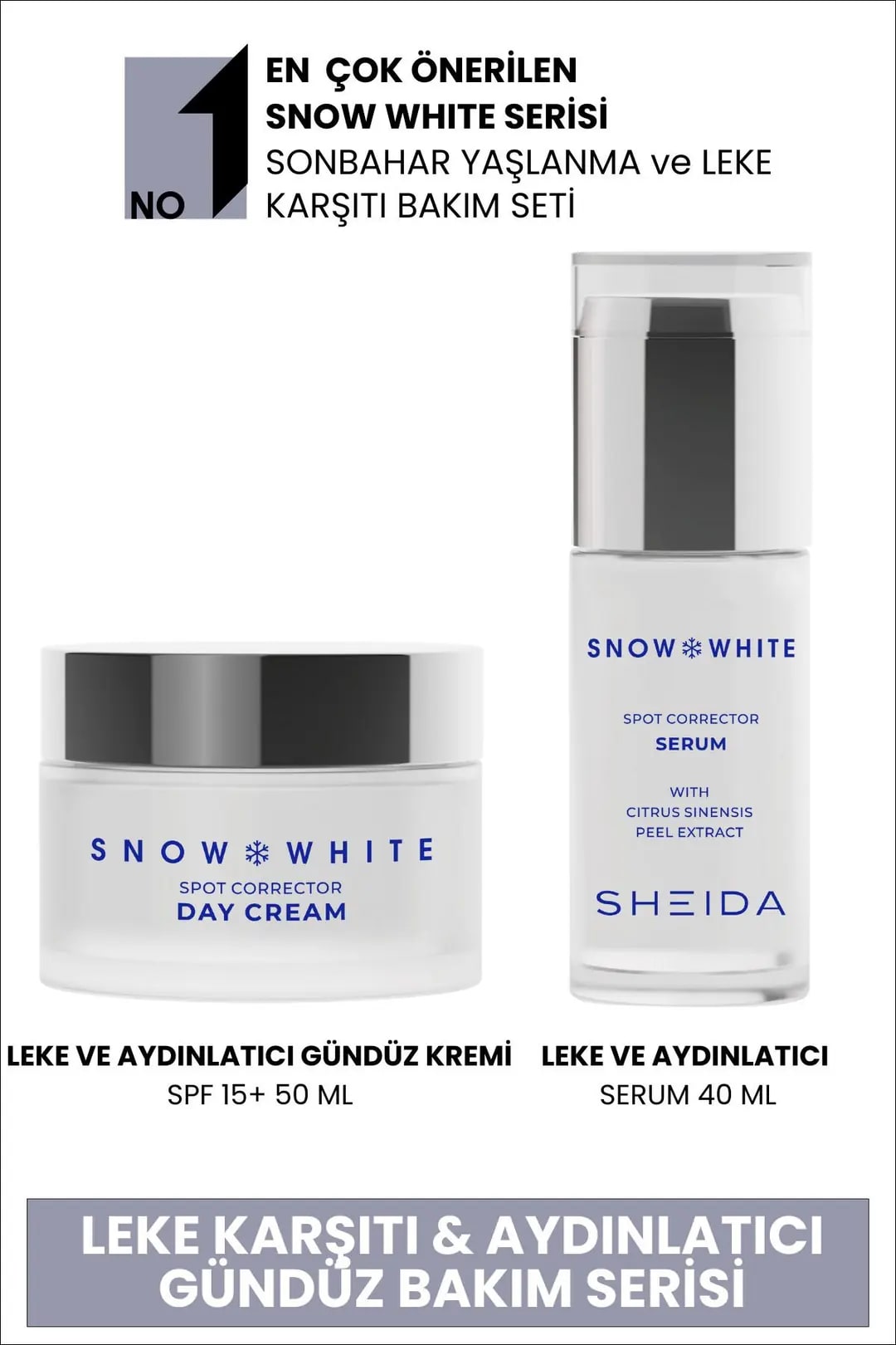 Sheida Snow White Cilt Aydınlatıcı Ve Yaşlanma Karşıtı 2'li Gündüz Bakım Seti