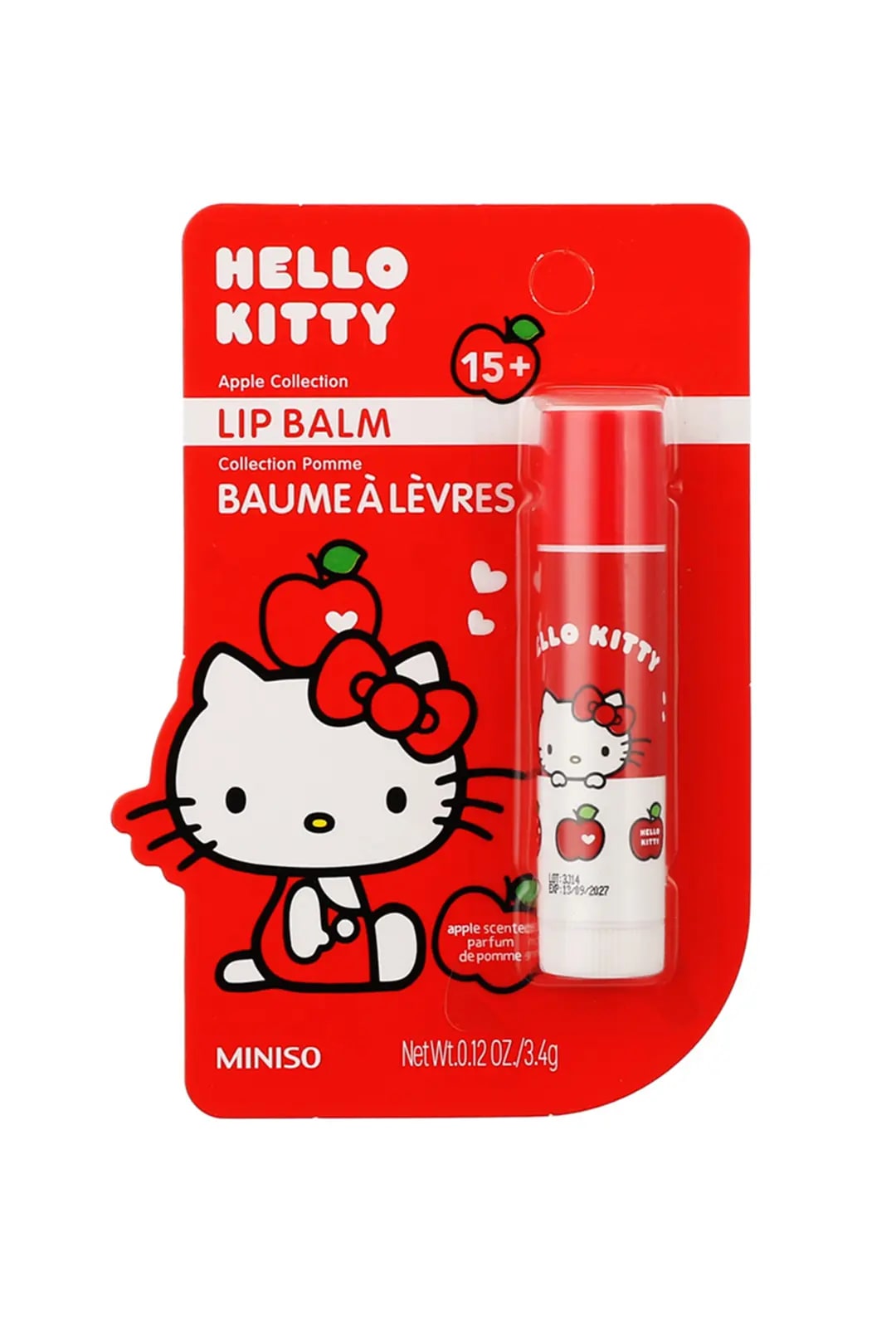 MINISO Hello Kitty Lisanslı Elma Koleksiyonu Lip Balm – Elma Aromalı Nemlendirici Dudak Bakımı
