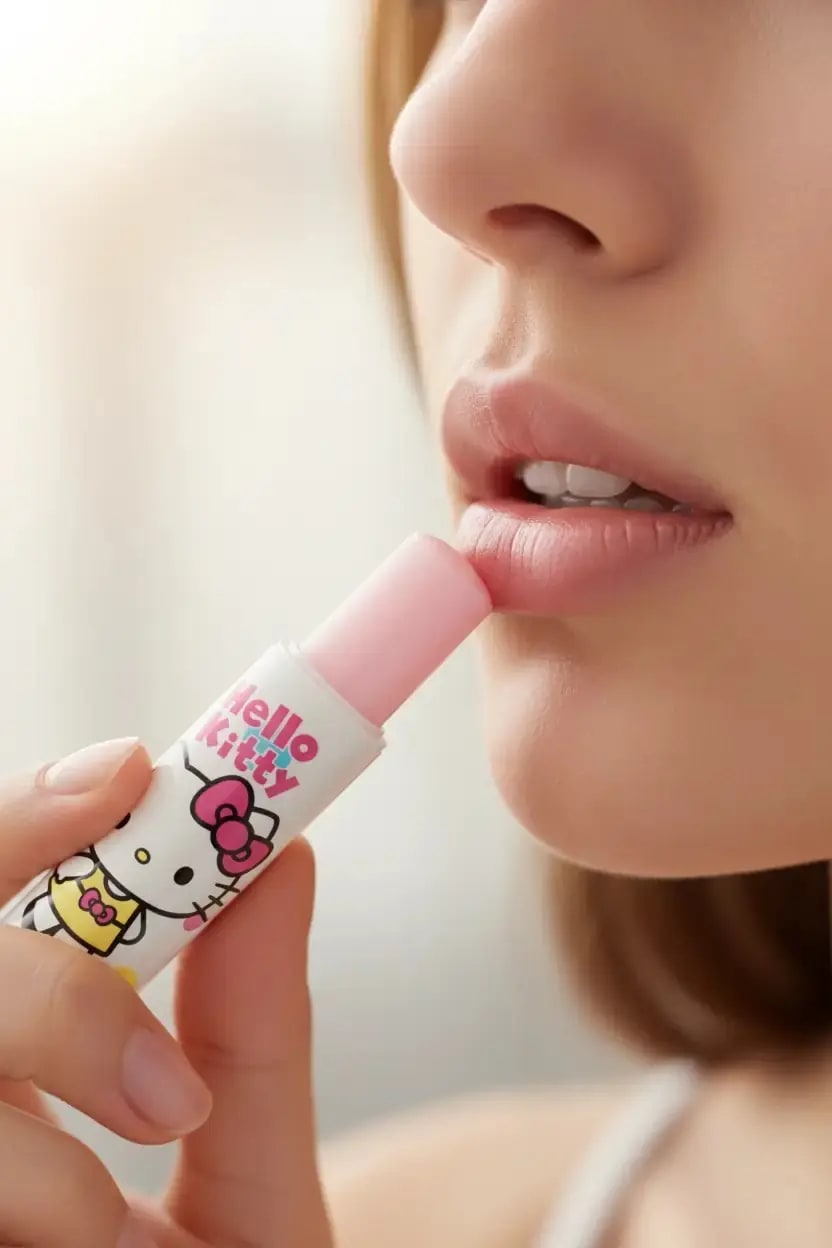 MINISO Hello Kitty Lisanslı Lipcare Pamuk Şekerli Lip Balm – Shea Yağı Ve E Vitaminli