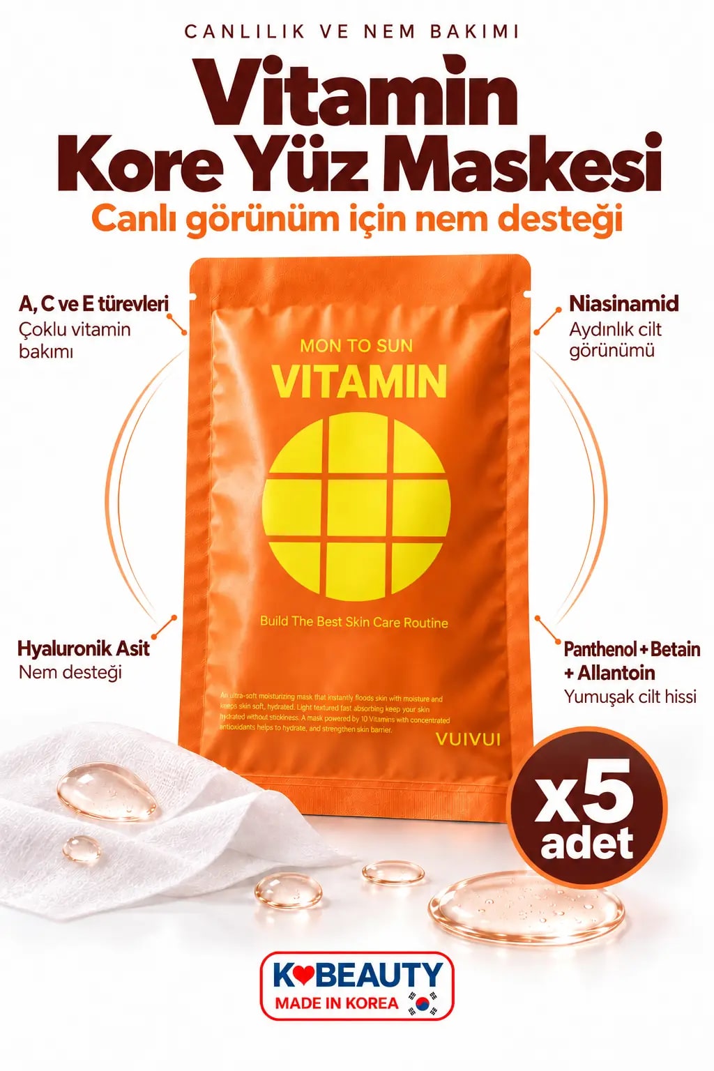 byeolee Vitamin Kore Yüz Maskesi | Onarıcı