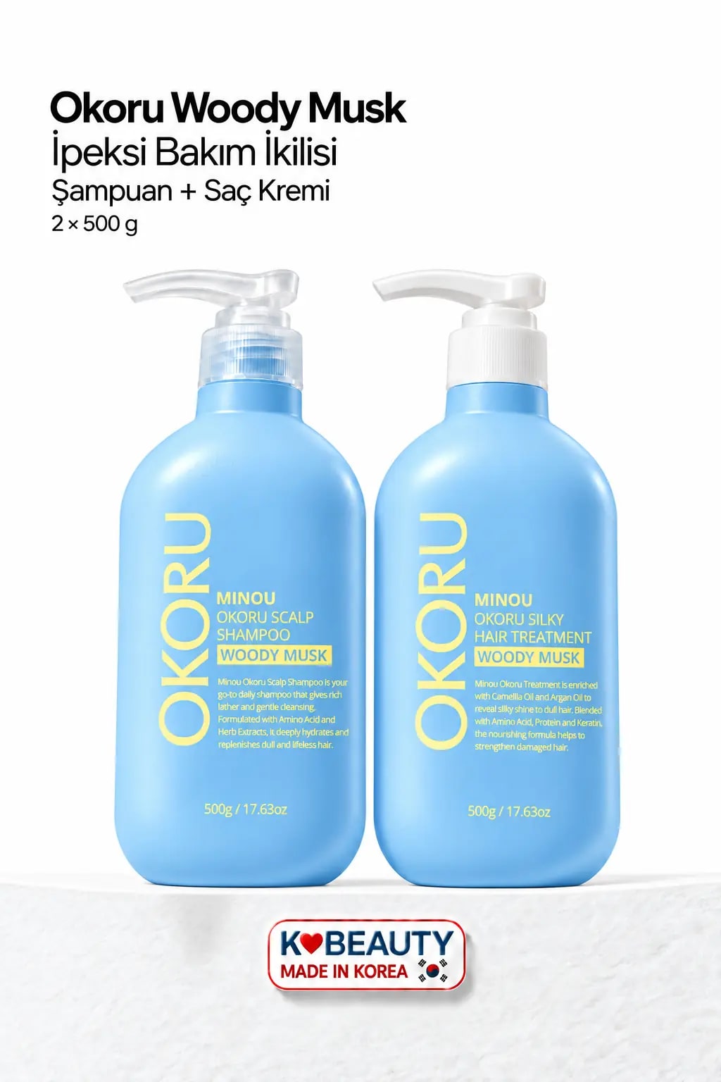 OKORU İpeksi Bakım İkilisi — Şampuan + Saç Kremi Woody Musk