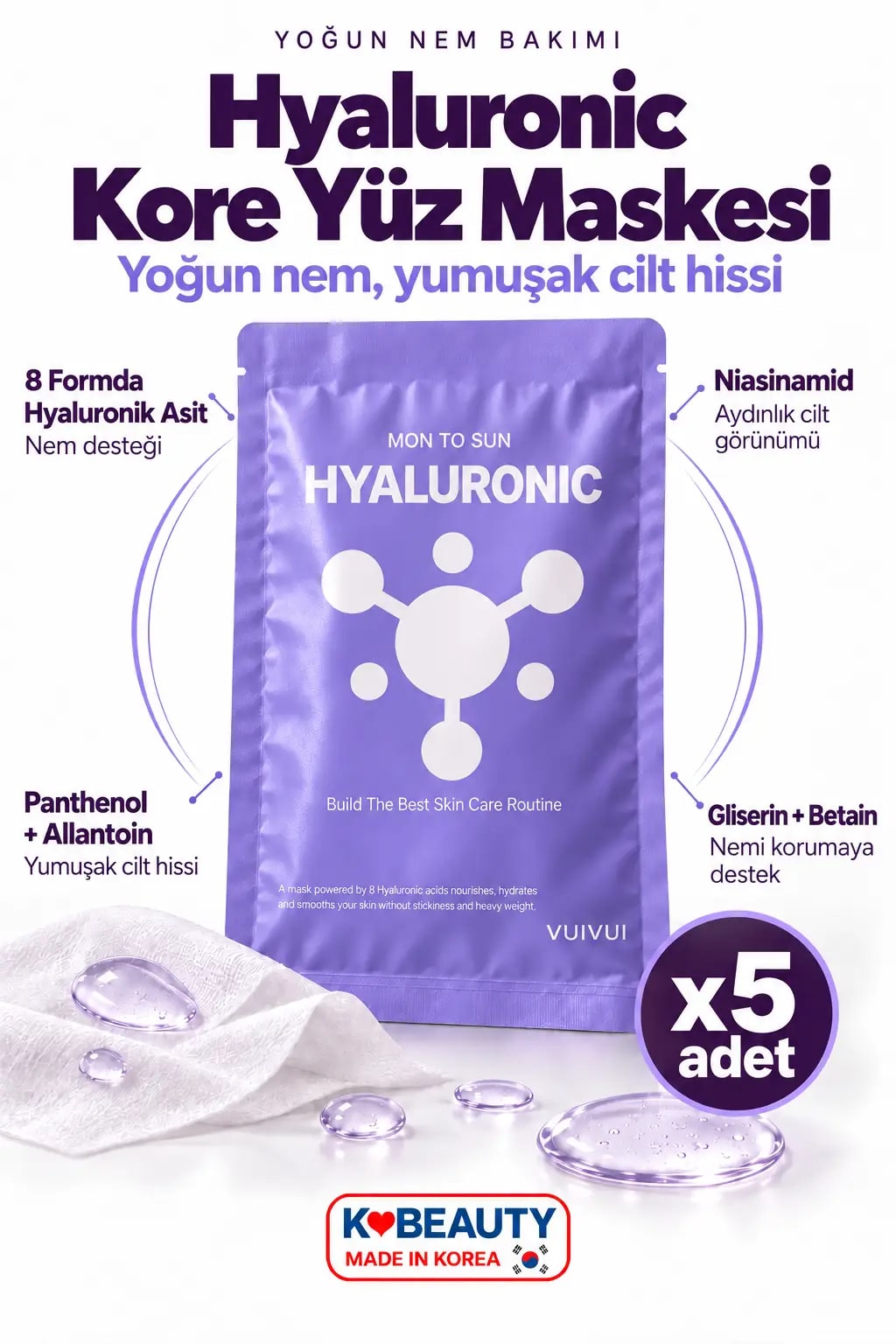 byeolee Hyaluronik Asit Kore Yüz Maskesi | Nemlendirici