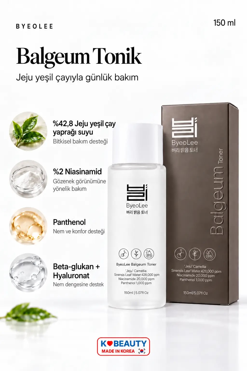 byeolee Hyaluronik Asit Kore Tonik | Gözenek Sıkılaştırıcı