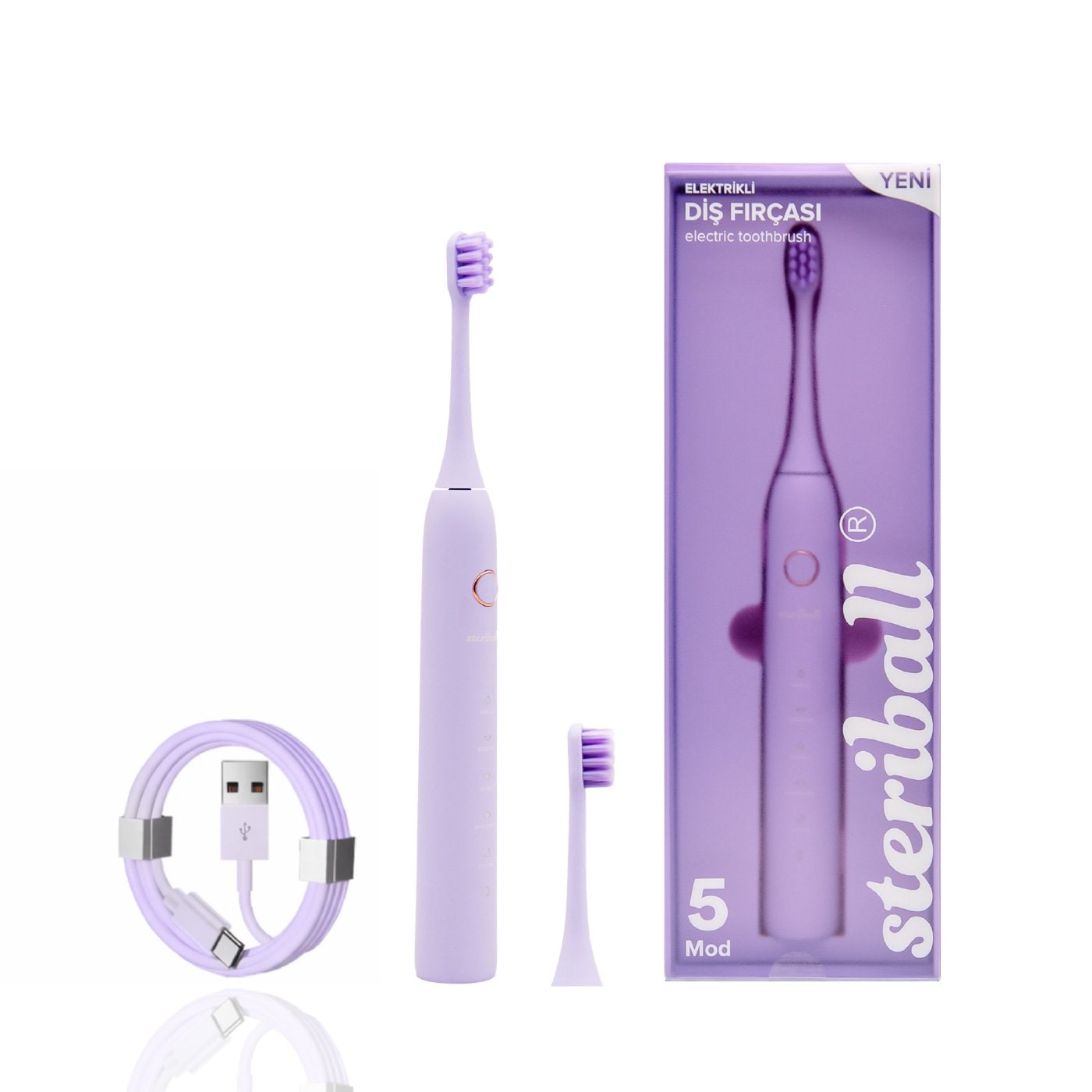 Steriball Diş Fırçası Sarjlı Mor 5 Mod, 1 Adet