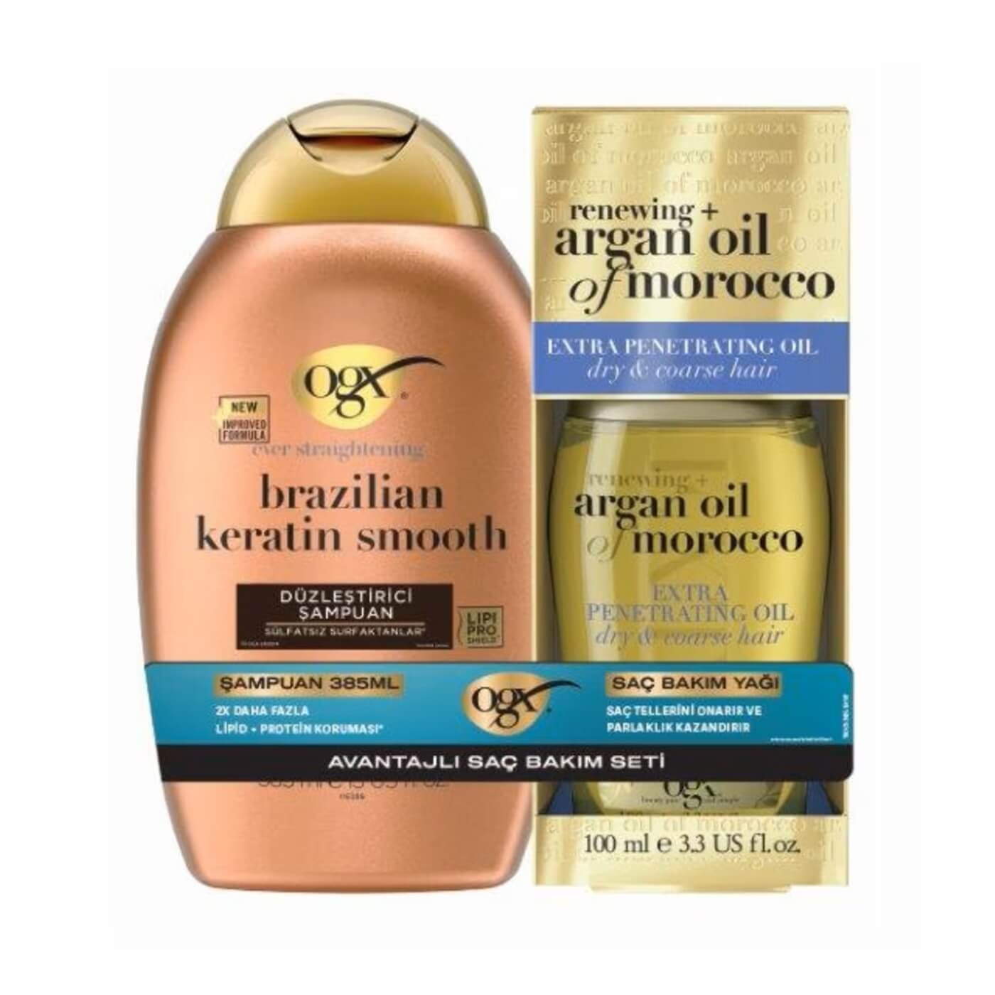 Ogx Brezilya Keratin Şampuan & Argan Yağı, 385 ml + 100 ml