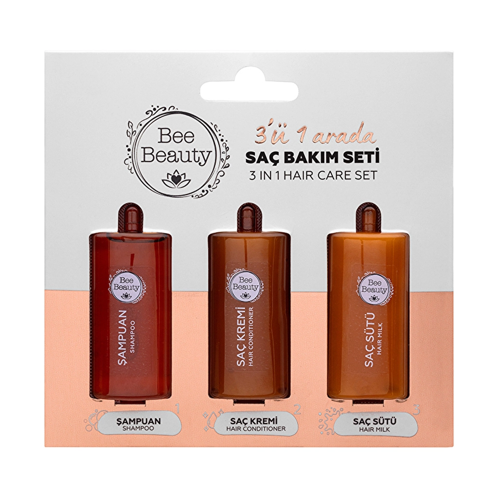 Bee Beauty 3'ü 1 Arada Seyahat Seti 3 x 10 ml (Şampuan + Saç Kremi + Saç Sütü)