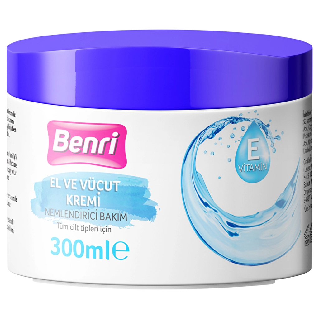 Benri Nemlendirici Bakım El ve Vücut Kremi 300 ml