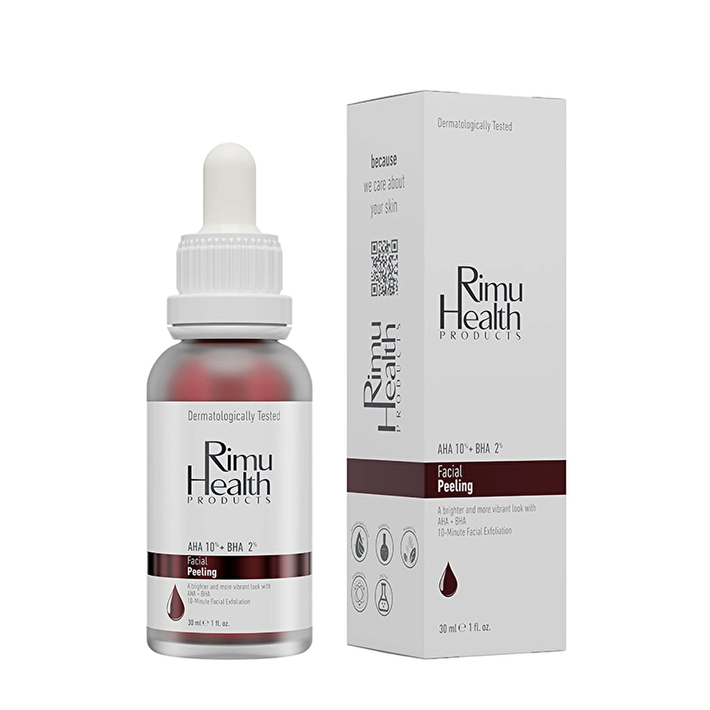 Rimu Health Canlandırıcı ve Cilt Tonu Eşitleyici Yüz Peeling Serum 30 ml (AHA %10 + BHA %2)