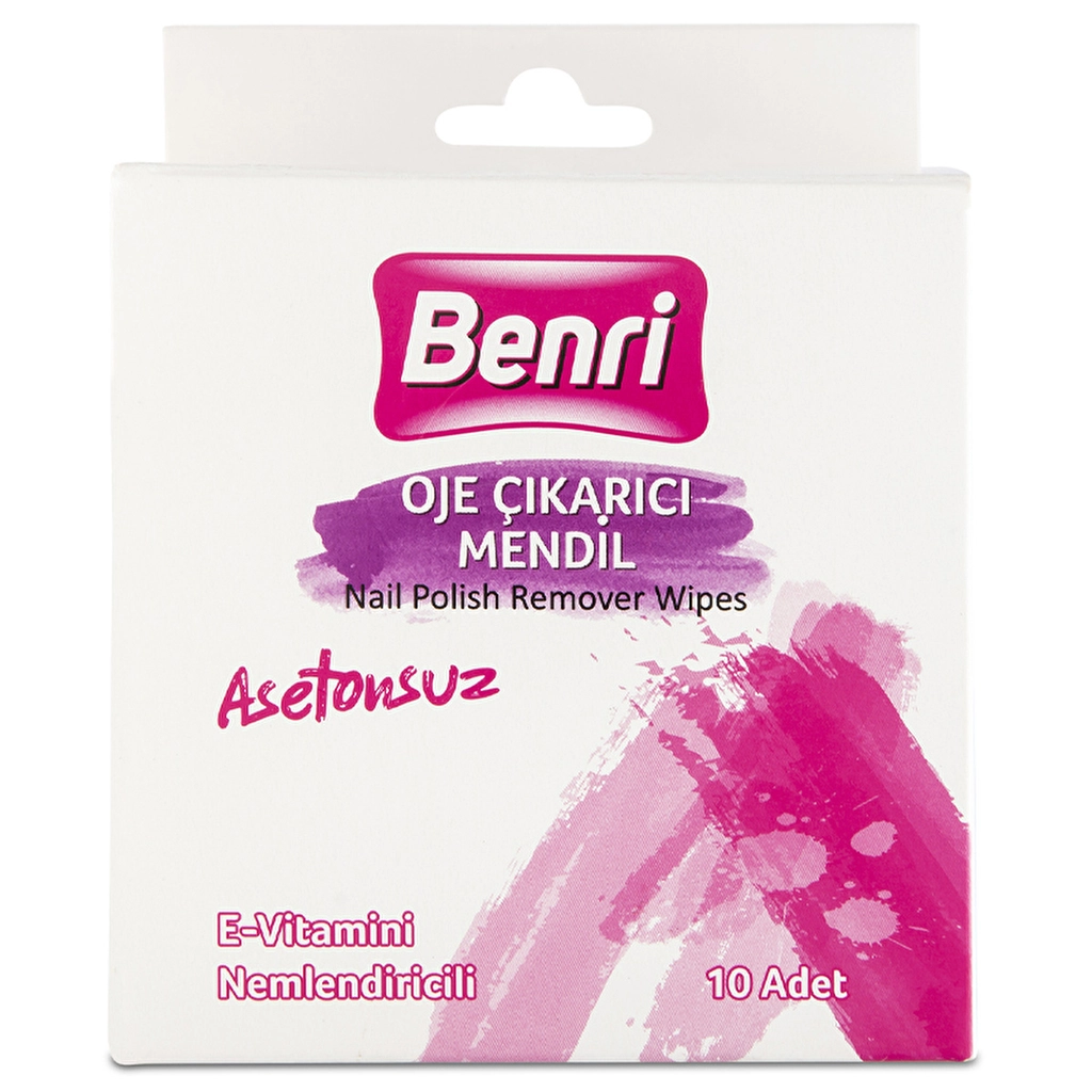 Benri Asetonsuz Oje Çıkarıcı Mendil 10'lu