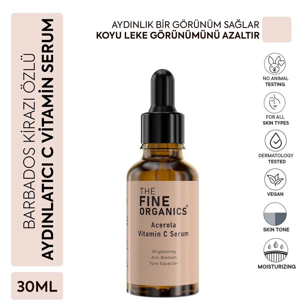 The Fine Organics Barbados Kirazı Özlü Aydınlatıcı ve C Vitamini Yüz Serumu 30 ml