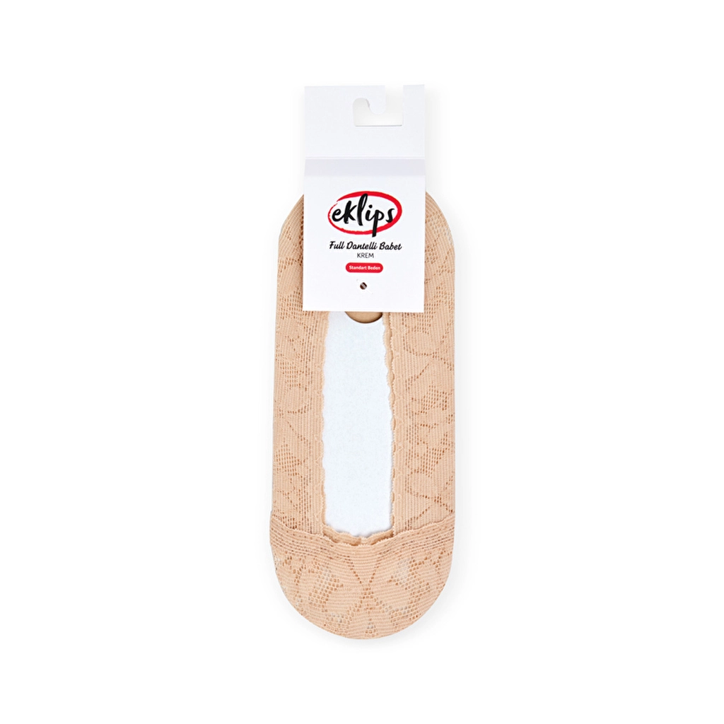 Eklips Full Dantelli Babet Çorabı Krem
