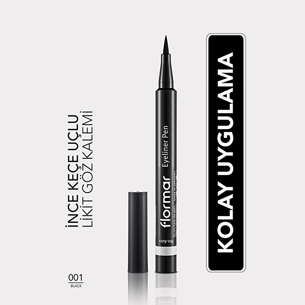 Flormar Yoğun Pigmentli ve Keçe Uçlu Mat Kalem Eyeliner 001 Black