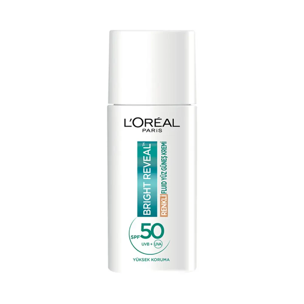 L'Oréal Paris Bright Reveal Spf 50+ Koyu Leke Karşıtı Renkli Fluid Günlük Yüz Güneş Kremi 50ml - Medium