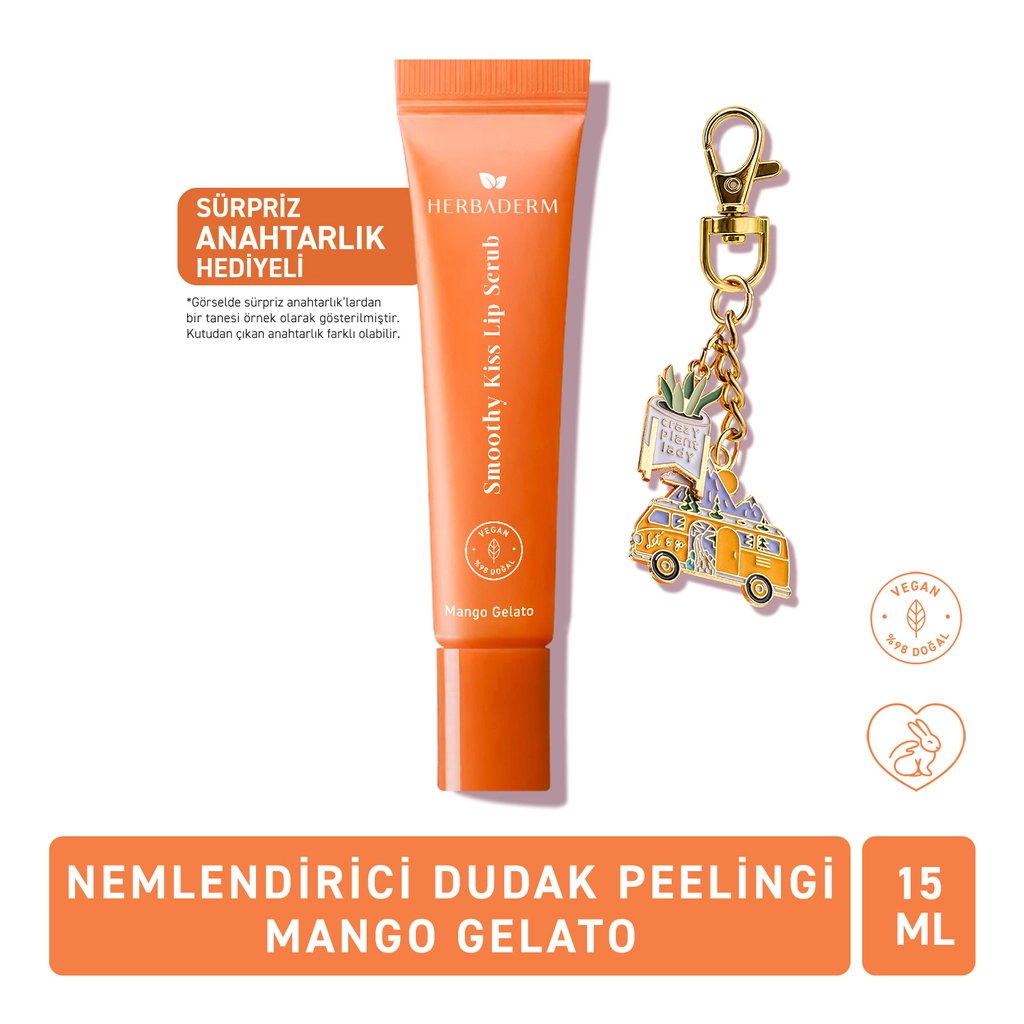 Herbaderm Dudak Peelingi Mango Aromalı 15 ml (Anahtarlık Hediyeli)