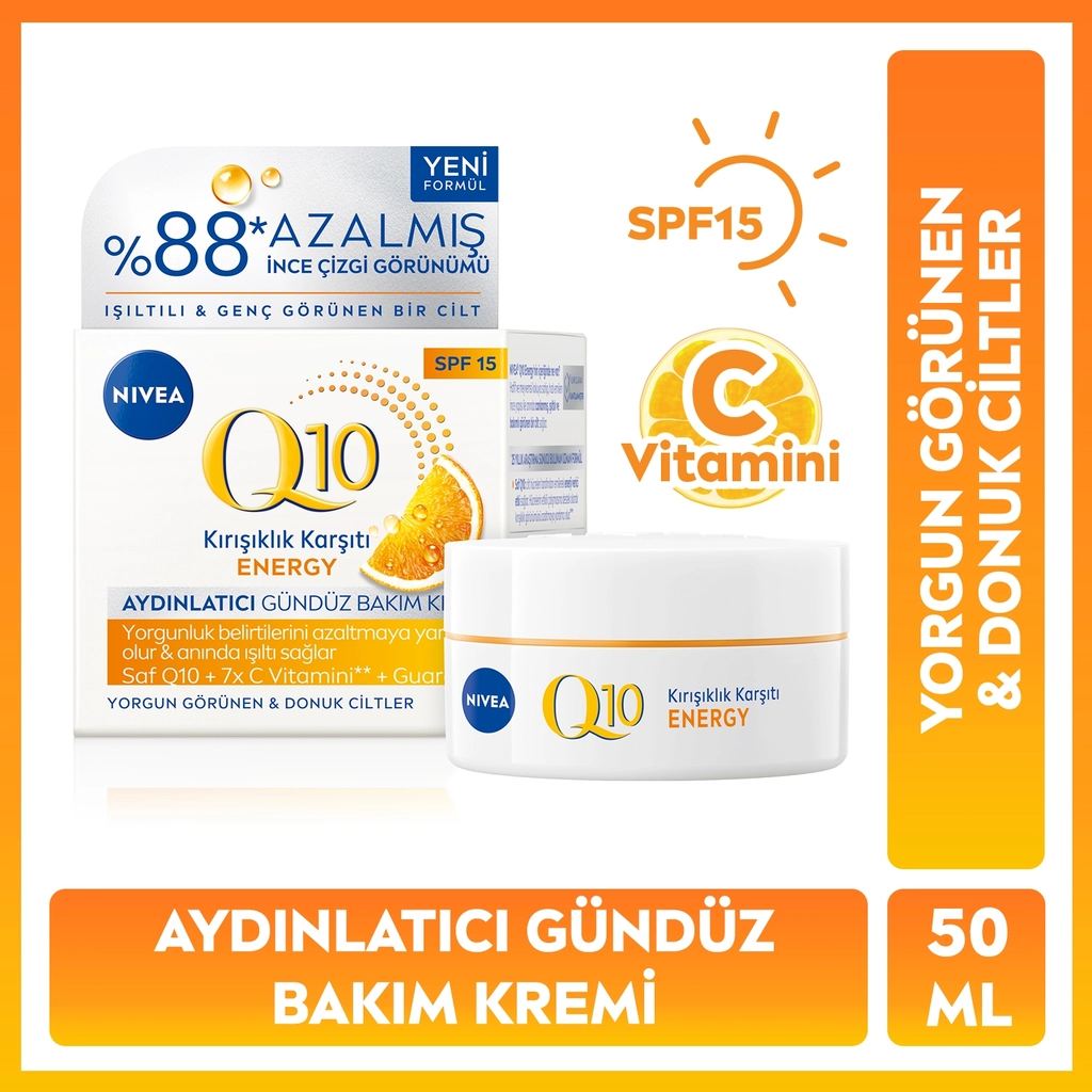 Nivea SPF15 Q10 Energy C Vitamini Kırışıklık Karşıtı Gündüz Kremi 50 ml