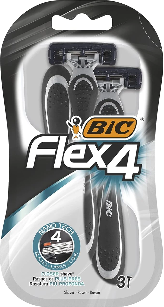 BIC Flex 4 Erkek Tıraş Bıçağı 3'lü Blister (4 Bıçak), Birbirinden Bağımsız Hareket Edebilen 4 Bıçak, Oynar Başlık, Aloe Vera ile Zenginleştirilmiş Kayganlaştırıcı Jel Şerit : Amazon.com.tr: Kişisel Bakım ve Kozmetik
