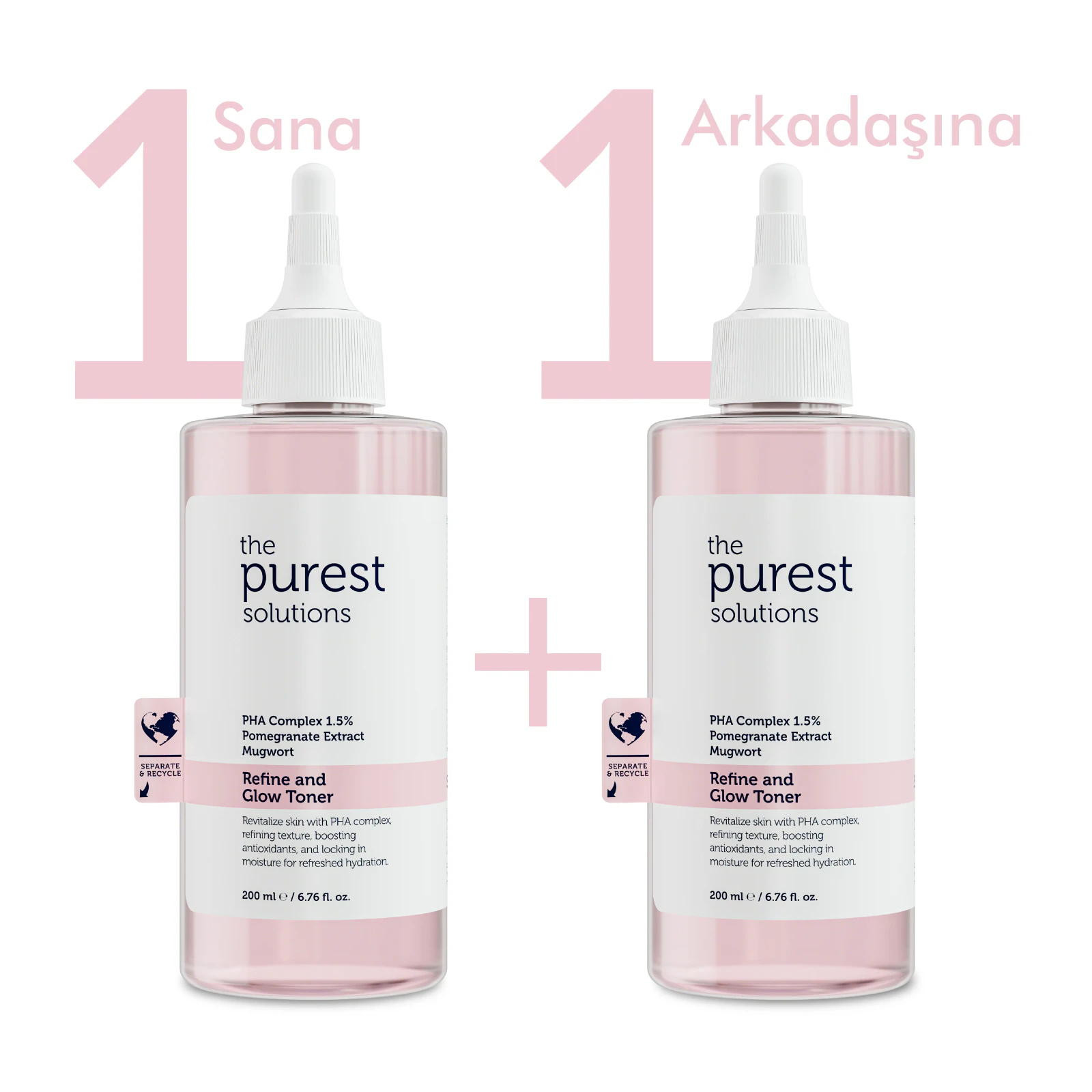 The Purest Solutions 1 Sana, 1 Arkadaşına Arındırıcı ve Aydınlatıcı PHA Pembe Tonik