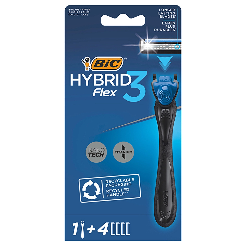 Bic Flex3 Hybrid 3 Bıçaklı 1 Sap + 4 Kartuş Tıraş Bıçağı - Gratis