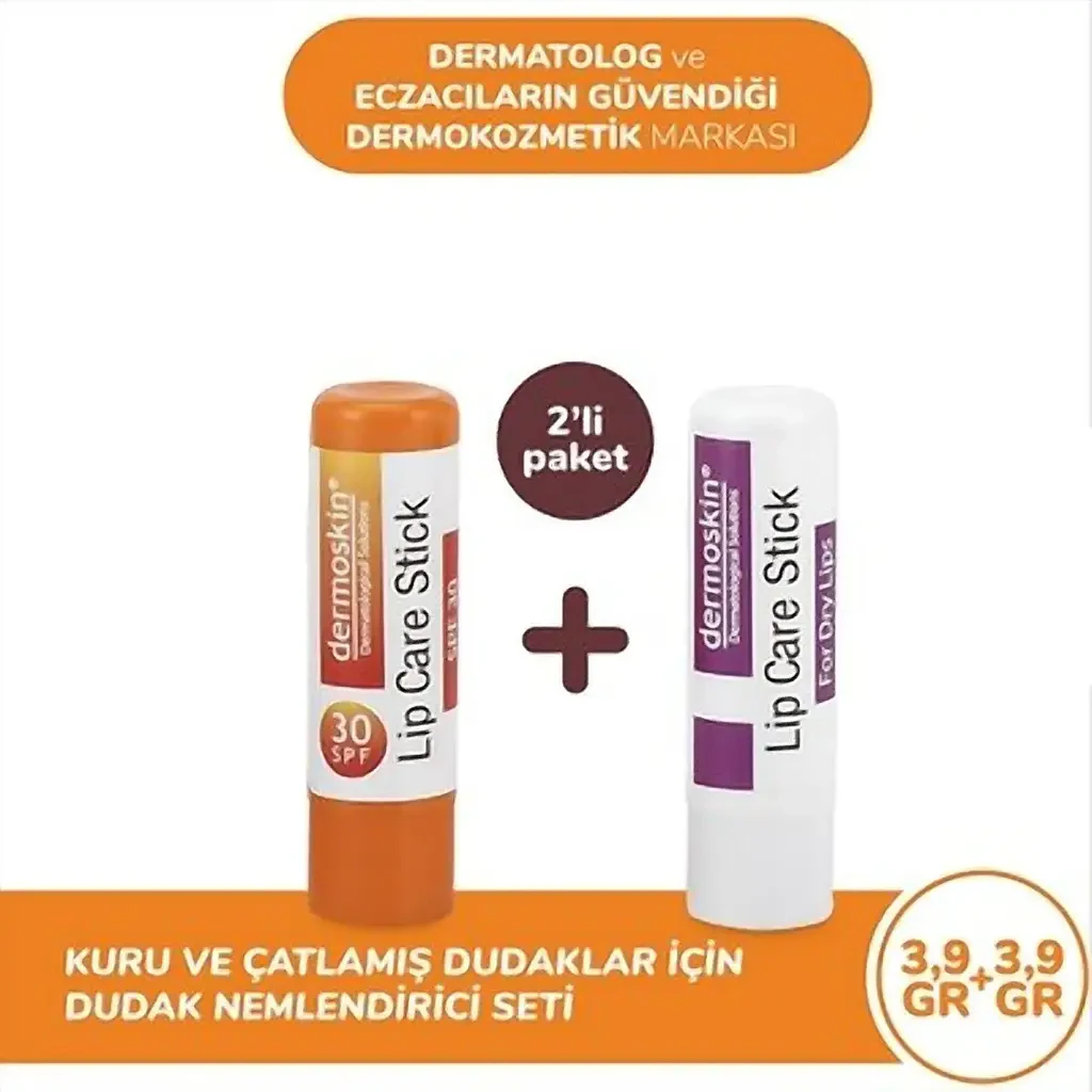 Dermoskin Dudak Nemlendirici Stick SPF30 - 2'li Kofre Fiyatı | Farmaneva