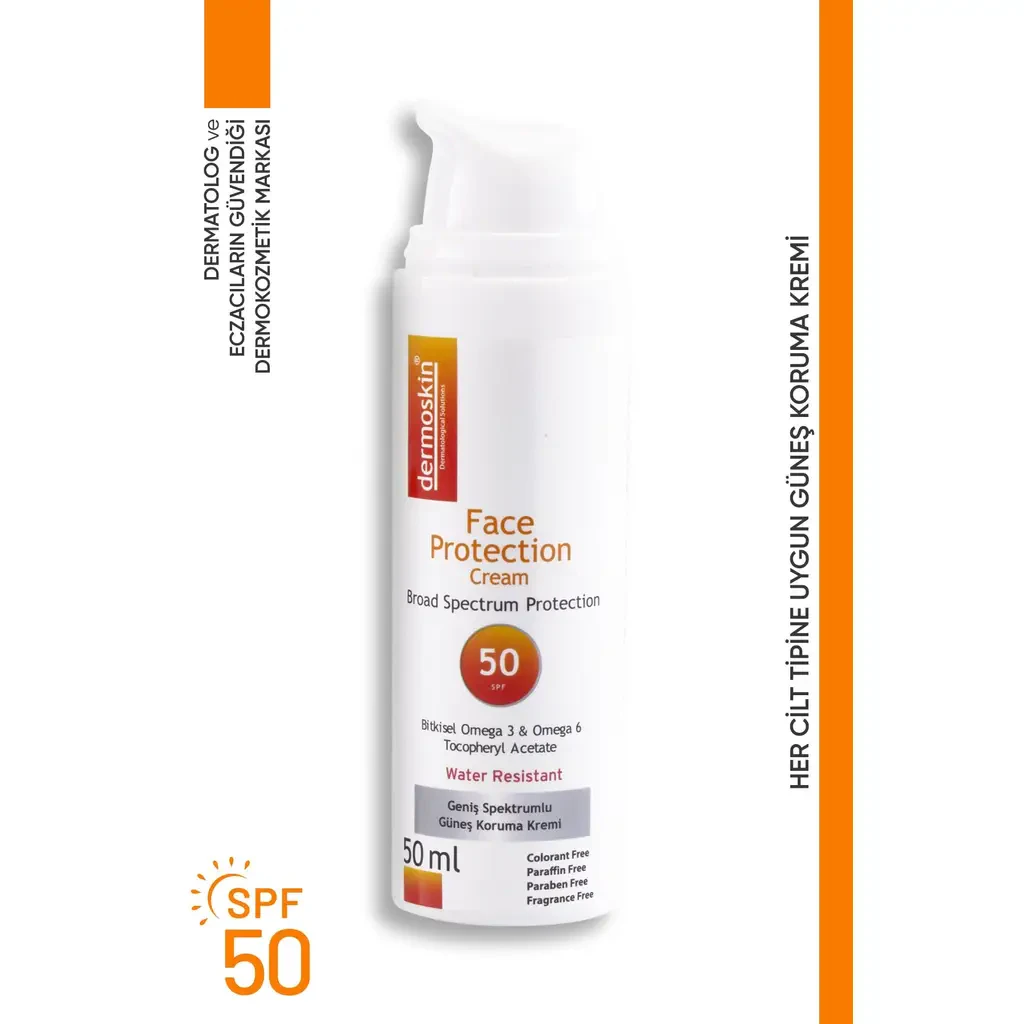 Dermoskin Face Protection Yeni Ambalaj Vitamin-E Güneş Koruyucu Krem SPF50 Fiyatı | Farmaneva