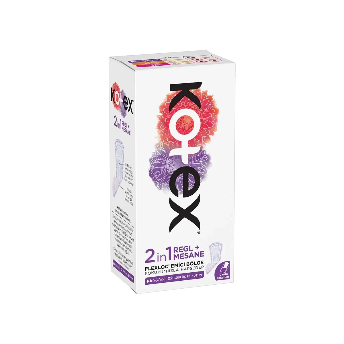 KOTEX 2IN1 Regl+Mesane Günlük Ped Uzun 22'li