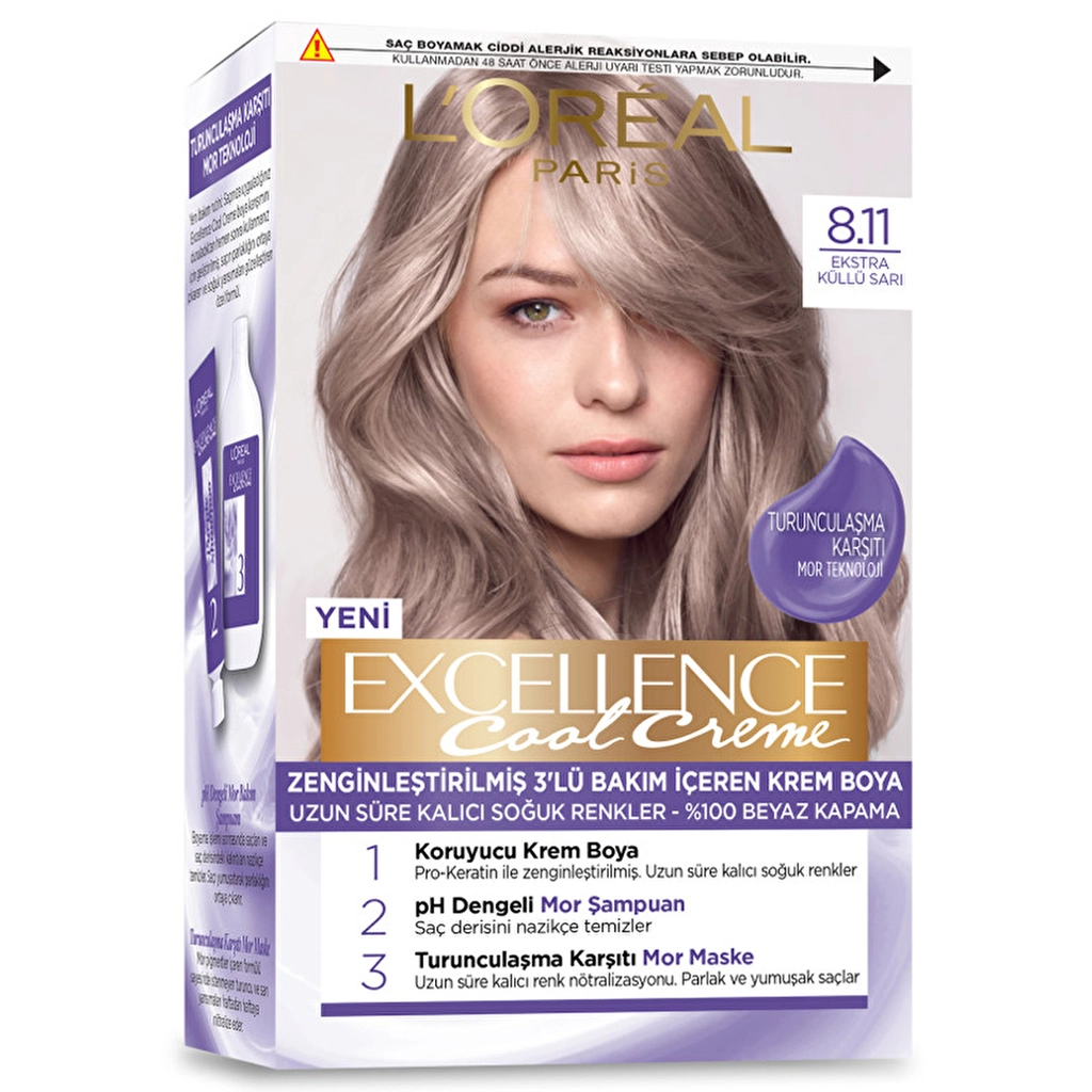 Excellence Loreal Paris Excellence Cool Creme Saç Boyası 8.11 Ekstra Küllü Sarı - Gratis