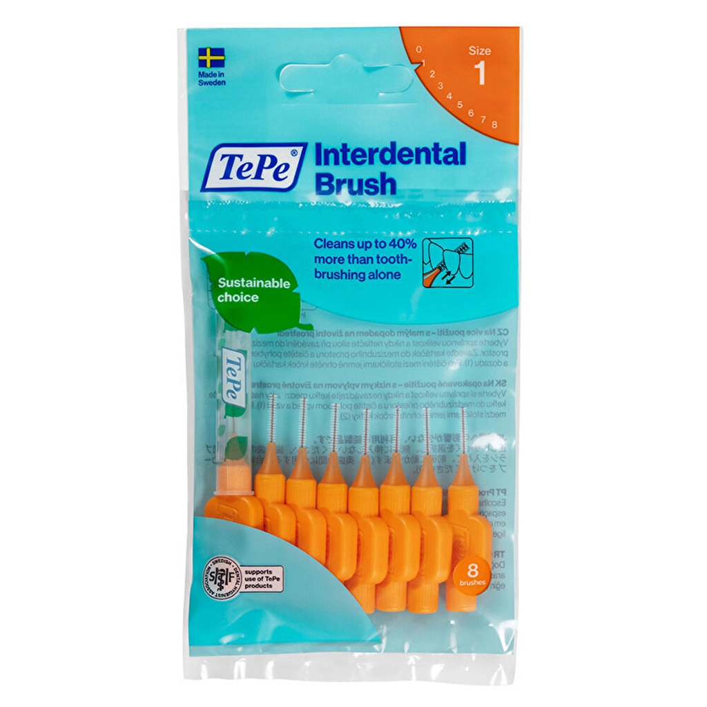 Tepe Arayüz Fırçası 0.45 mm Turuncu 8'li Paket - Gratis