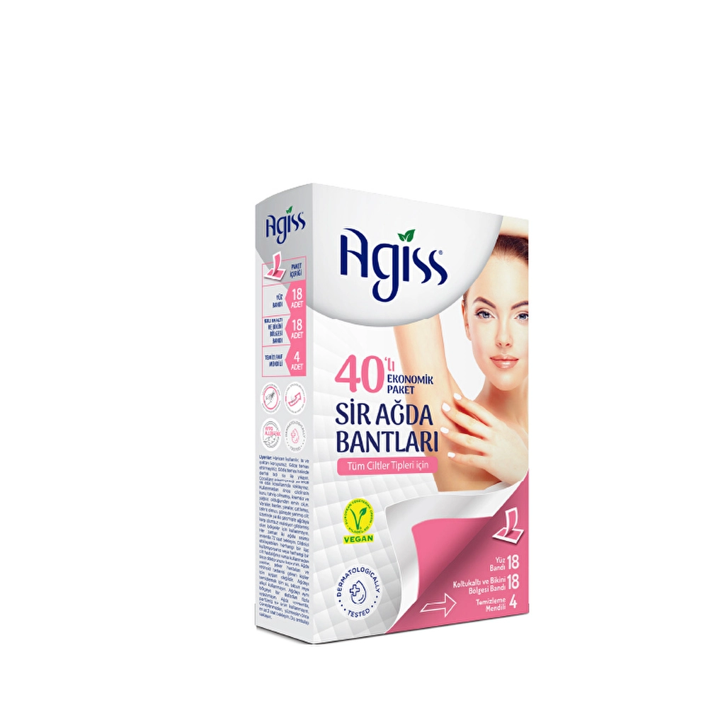 Agiss Sir Ağda Bantları 40'lı Ekonomik Paket (Yüz - Koltuk Altı - Bikini) - Gratis