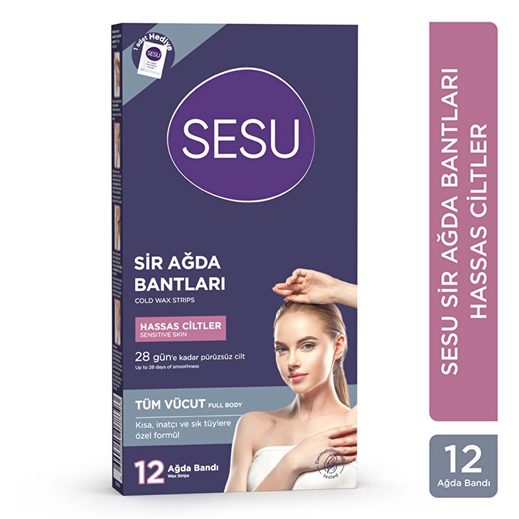 Sesu Hassas Ciltlere Özel Ağda Bandı 12'li - Gratis