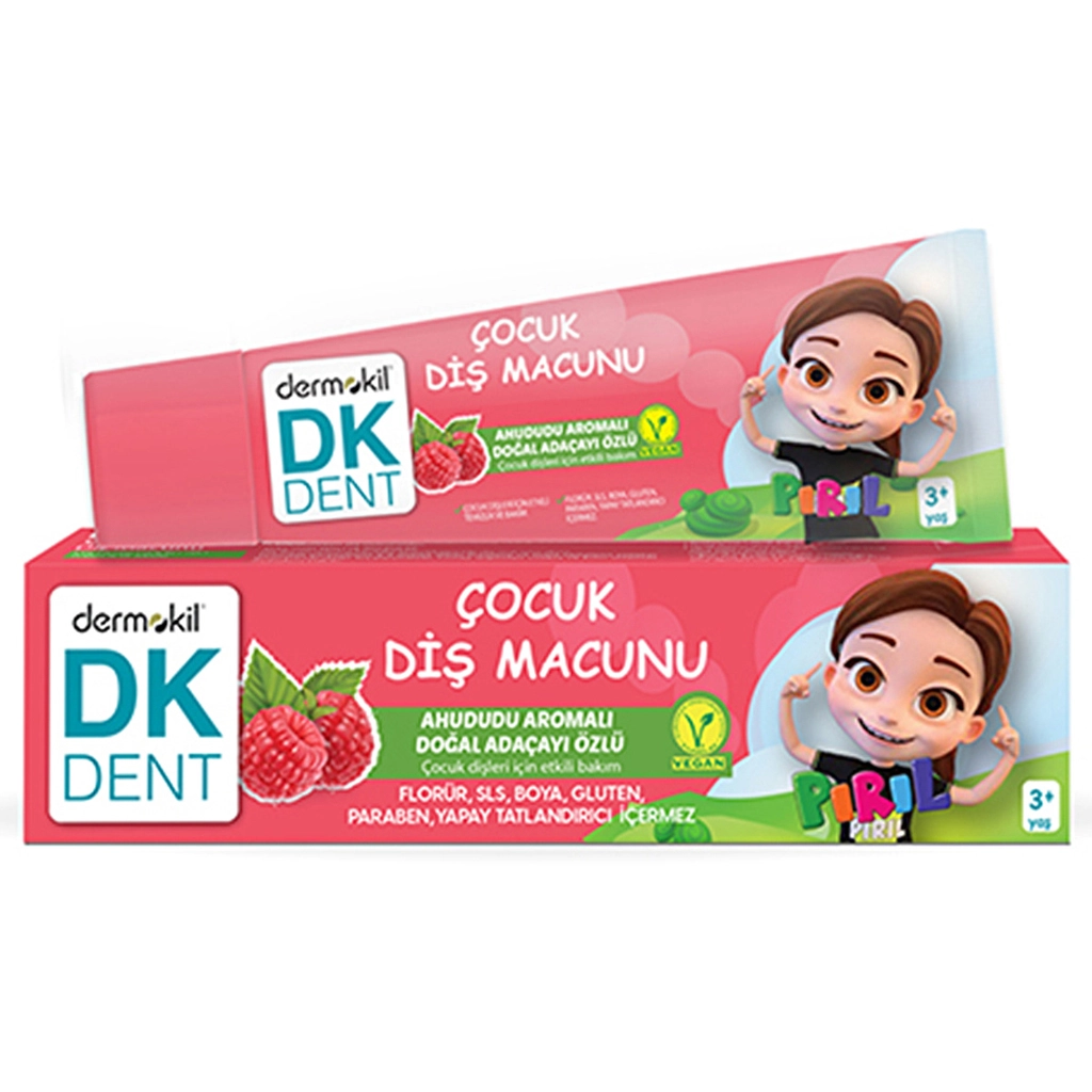 DK Dent Pırıl Ahududu Aromalı Doğal Ada Çayı Özlü Çocuk Diş Macunu - Gratis