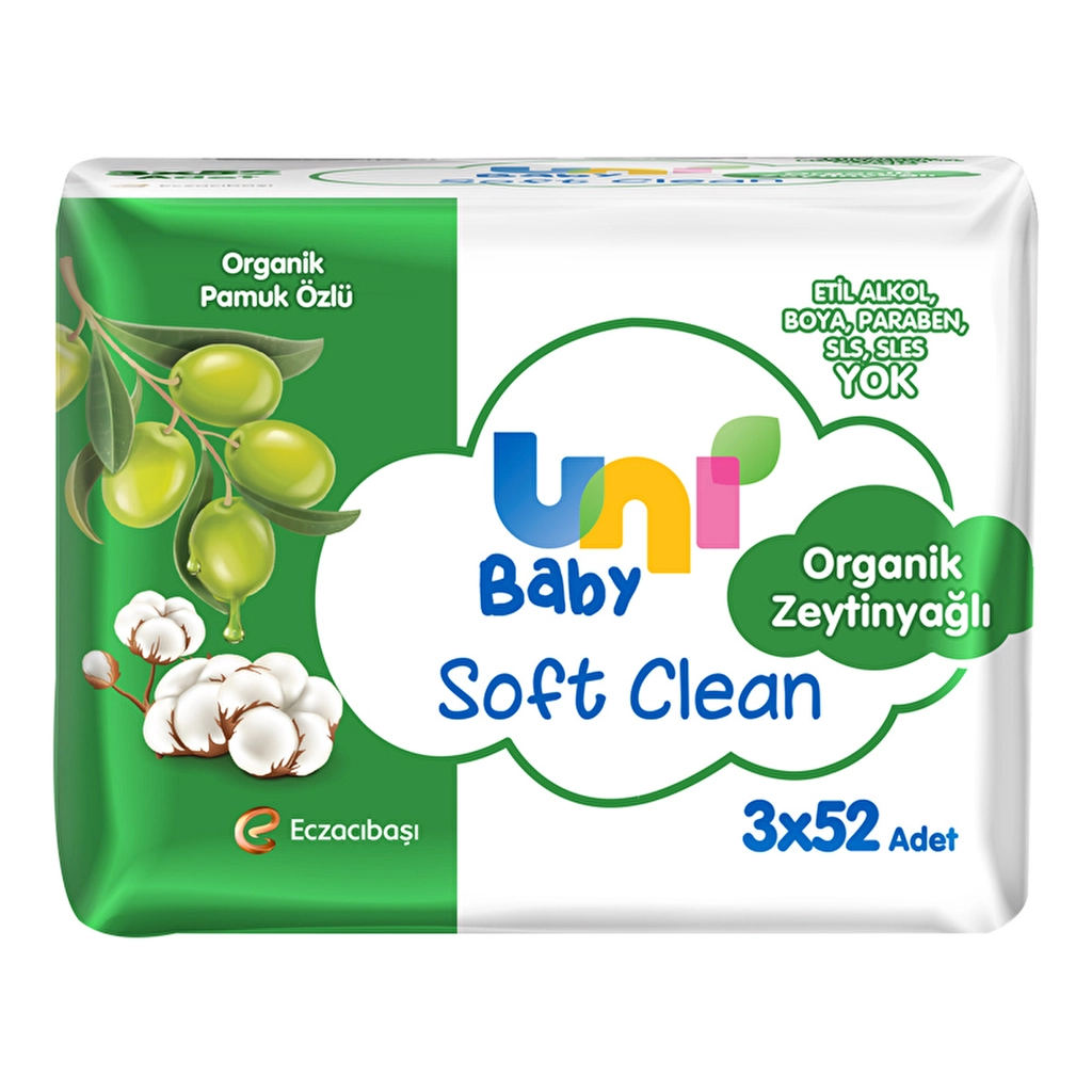 Uni Baby Soft Clean Organik Pamuk Özlü Zeytinyağlı Bebek Islak Mendil - Gratis