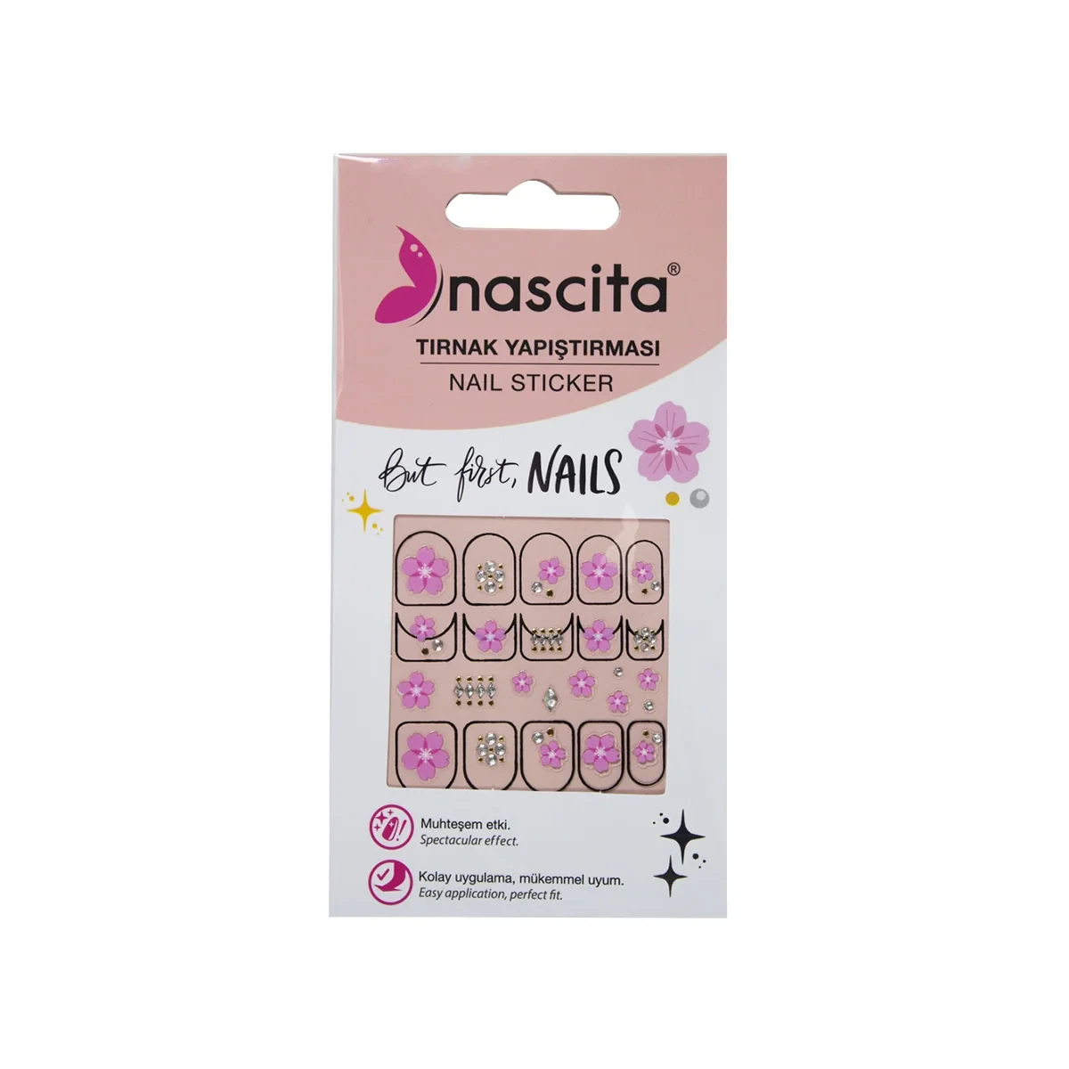 NASCITA Tırnak Stıcker Çiçek Desen - ŞEKER / STD