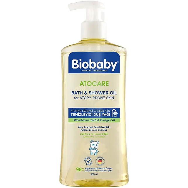 Biobaby Atocare Bath & Shower Oil - Atopiye Eğilimli Cilt Temizleyici Duş Yağı