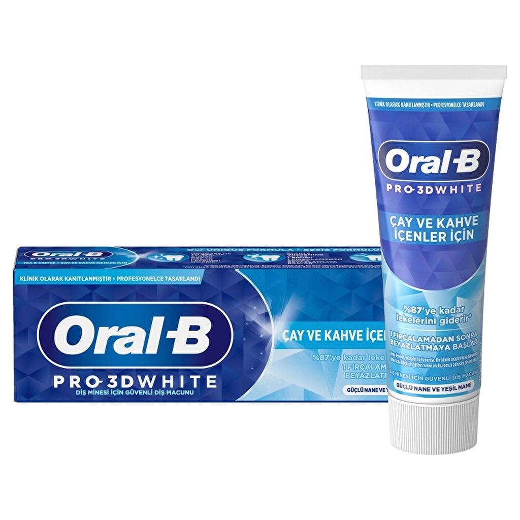 Oral-B 3D White Çay ve Kahve İçenler için Diş Macunu - Gratis