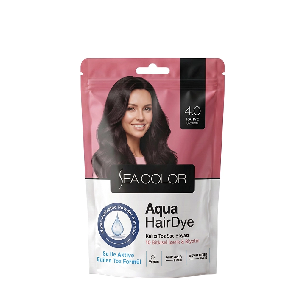 Sea Color Aqua Hair Dye Kalıcı Toz Saç Boyası 4.0 Kahve - Gratis